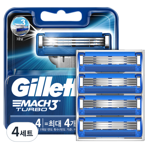 질레트 마하3 터보 면도기날, 4개입, 4세트