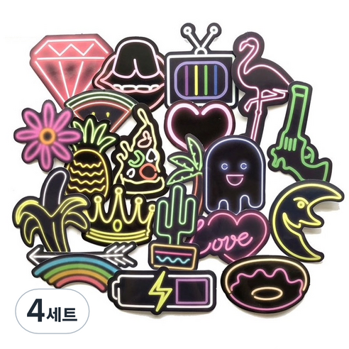 캐리어 네온 스티커 21종 세트 MK0006, 혼합색상, 4세트
