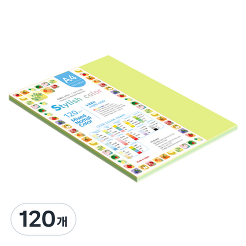 종이문화 스타일리쉬 얇은 혼합색지 120g 05 SN Green Tone, A4, 120개