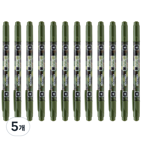 라인플러스 OHP펜 1mm 물펜MB 3.0mm 12p, 흑색, 5개