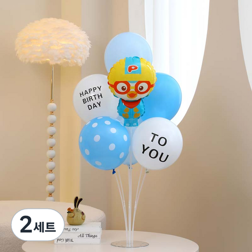 피앤비유니티 스탠드 생일장식 세트, 01 뽀로로 생일축하스탠드 블루, 2세트