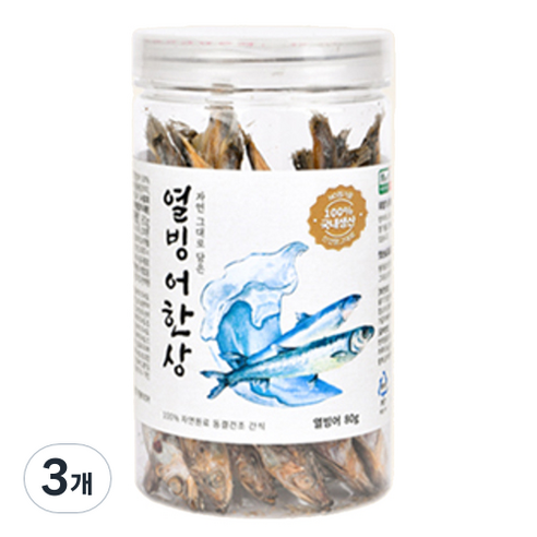 올치 강아지 고양이 동결건조 간식 한상 BF6703, 열빙어맛, 80g, 3개