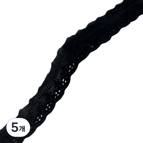 아이엔피 파인코튼 리본 면 자수 레이스 2.7 x 270 cm, 블랙, 5개