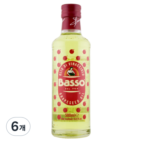 Basso 포도씨유, 500ml, 6개