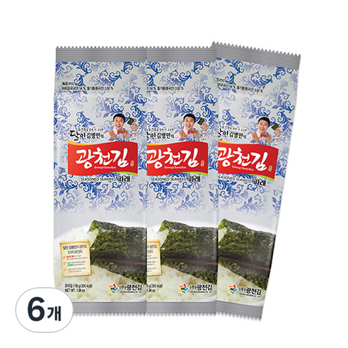 광천김 달인 김병만의 대용량 파래 식탁김, 55g, 6개