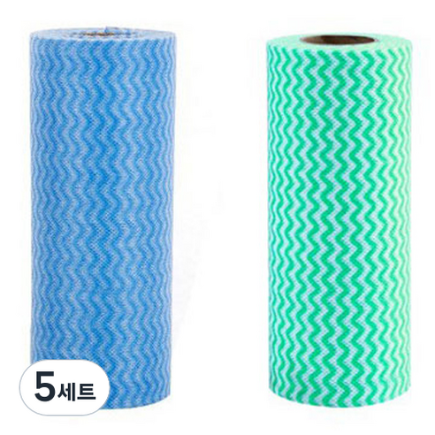롤타입 간편 수세미 2종 세트, 5세트, 블루, 그린