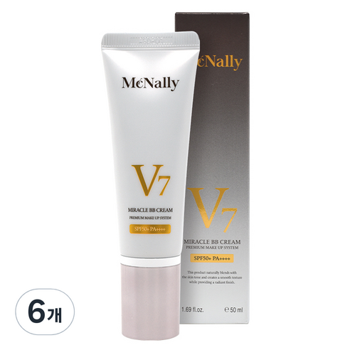 맥넬리 V7 미라클 비비 크림 SPF50+ PA++++, 혼합색상, 50ml, 6개