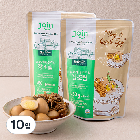 누리웰 소고기메추리알 장조림, 250g, 10입