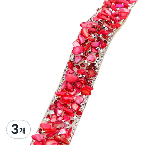 미소로운 쥬얼리 라인스톤 리폼 스티커 3cm, 레드 라인, 3개