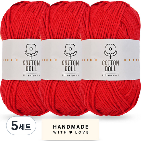 니뜨 코튼돌실 50g x 3p + 코튼 라벨 세트, 5세트, 17 레드