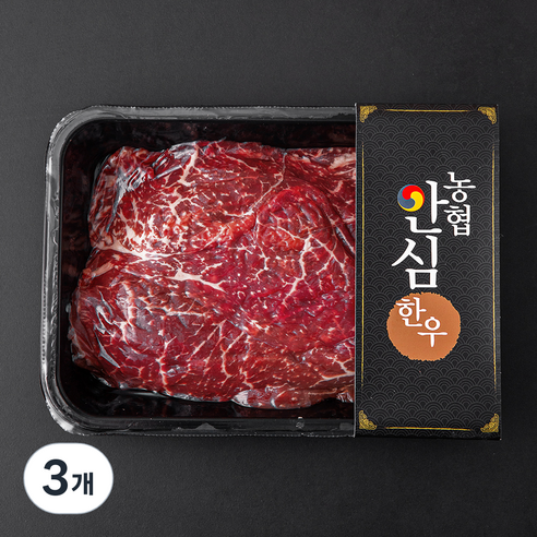 농협안심한우 1등급 정육 불고기용 (냉장), 600g, 3개
