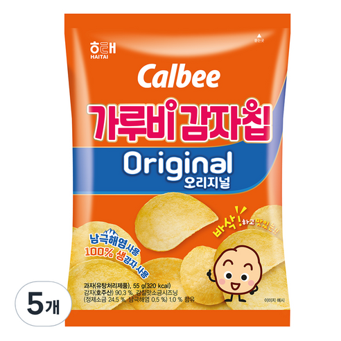 가루비 감자칩 오리지널, 55g, 5개