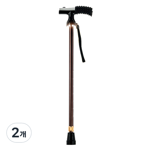 한셀 LED 효도 지팡이 척스틱 SKH 100, 다크브라운, 2개