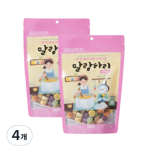 말랑하리 반려견 프리미엄 수제간식, 소고기 + 황태 혼합맛, 160g, 4개