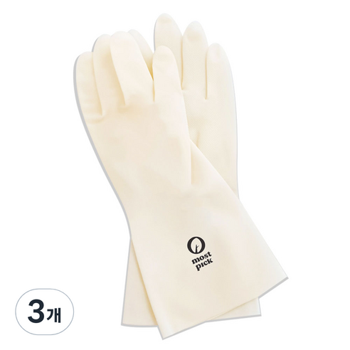 모스트픽 끈질긴 니트릴 고무장갑, 화이트, 중(M), 3개