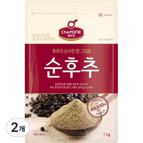 쉐프원 순후추, 2개, 1kg