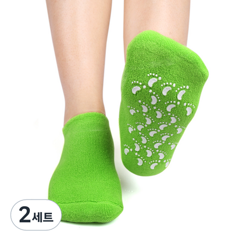 몬스터 모이스춰 모모 그린 보습 양말, 2세트