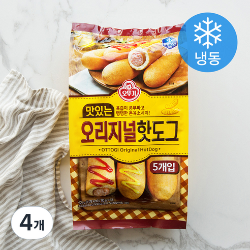 오뚜기 맛있는 오리지널 핫도그 (냉동), 80g, 5개입, 4개