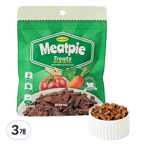 바잇미 강아지 미트파이 노즈워크 초미니 트릿, 60g, 3개, 양고기