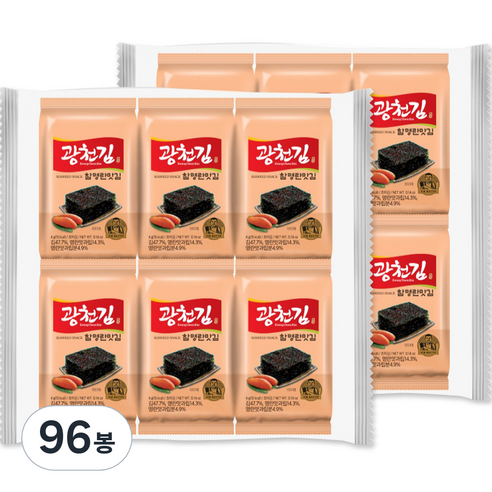 광천김 참 명란 도시락김, 4g, 96개