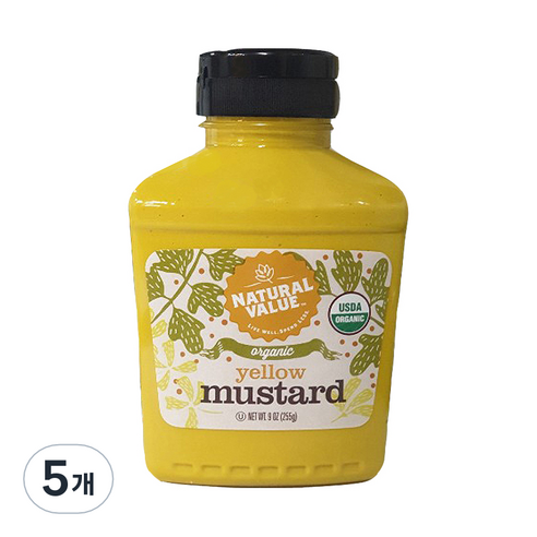 내츄럴밸류 유기농 프리페어드 옐로우 머스타드, 255g, 5개