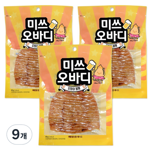 해맑은푸드 미쓰오바디 오징어, 9개, 80g