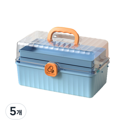 아리코 다용도 3단 구급상자 블루 M, 5개