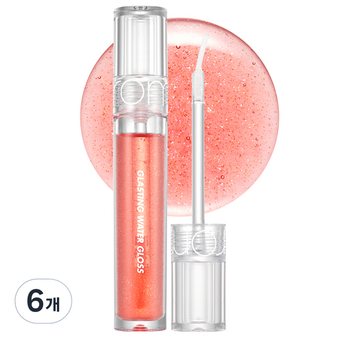 롬앤 글래스팅 워터 립글로스 4.5g, 01 산호 크러쉬, 6개