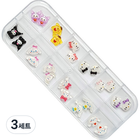 귀요미 네일파츠 세트 KN-P1048, 혼합색상, 3세트