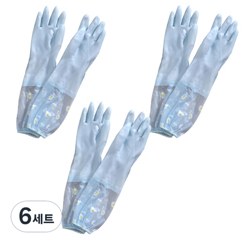 리즈제이니 라텍스 고무장갑 FREE, 23 벨벳(파란색) 젤리 롱빔, 6세트