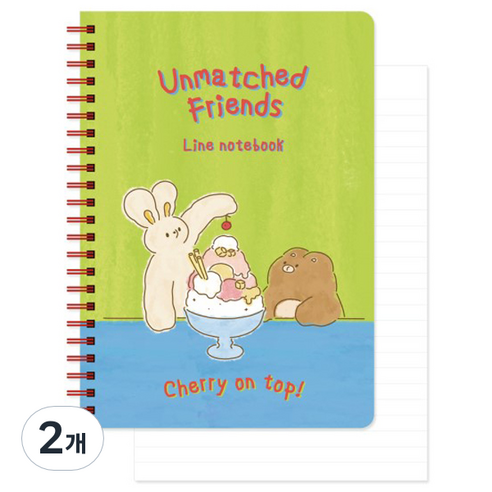 모노라이크 언매치드 프렌즈 A5 스프링 라인 노트, 01 Cherry on top, 2개