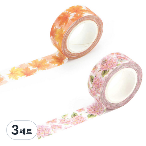 라이프포인트 내츄럴 일러스트 마스킹 테이프 07분단 세트, 07분단, 18단풍나무, 3세트