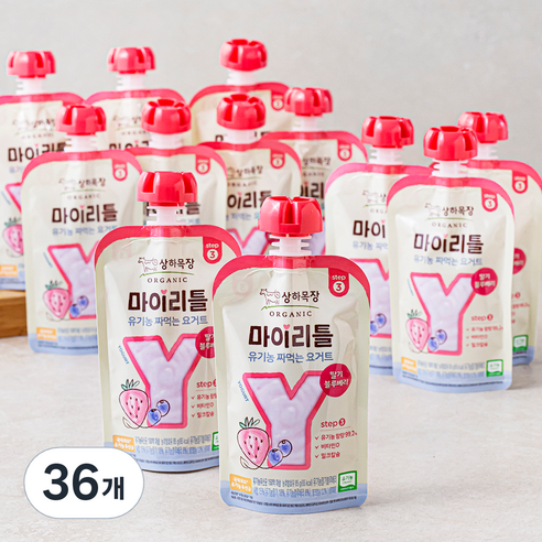 상하목장 유기농 인증 마이리틀 짜먹는 요구르트 딸기블루베리, 85g, 1개입, 36개