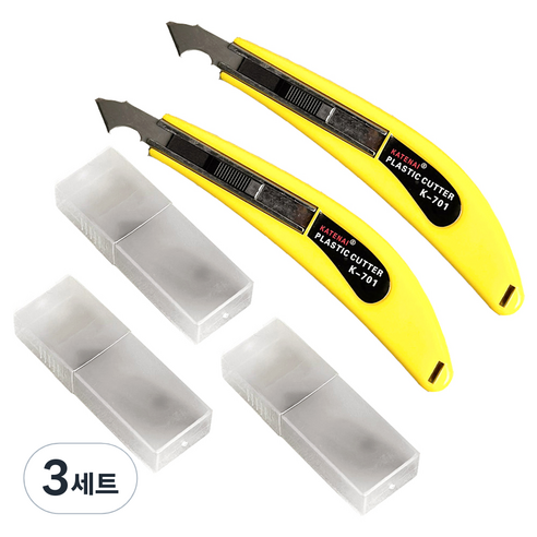 모나코올리브 아크릴 커터 컷팅 칼 2p + 기본칼날 6p + 추가칼날 30p 세트, 노랑(칼), 3세트