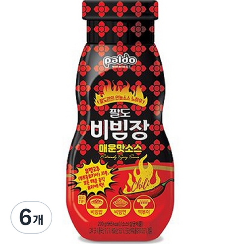 팔도 매운맛 비빔장 소스 200g, 6팩 비빔면소스 팔도 매운맛 비빔장 소스 200g, 6팩 비빔면소스