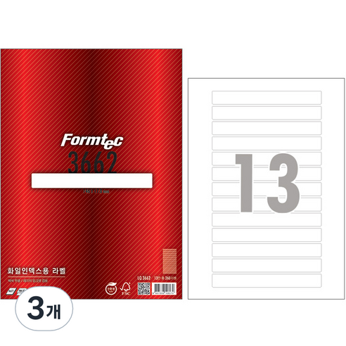 폼텍 레이저 잉크젯 공용 화일 인덱스용 라벨지 LQ-3662 20p, 3개, 13칸