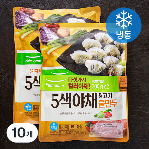 풀무원 오색 야채 & 고기 물만두 (냉동), 300g, 10개