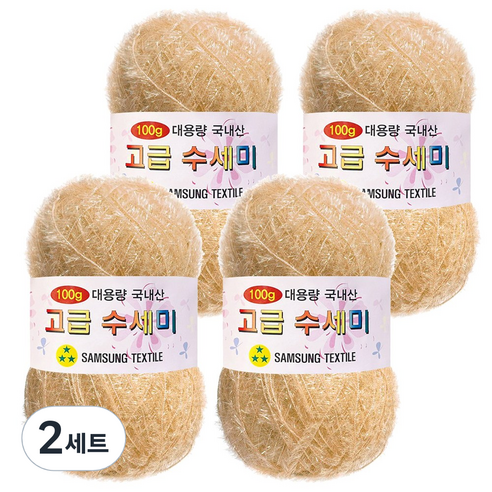 yarna 100g 대용량 고급수세미 뜨개실 4p + A인쇄도안 8종 세트, 171 베이지, 2세트