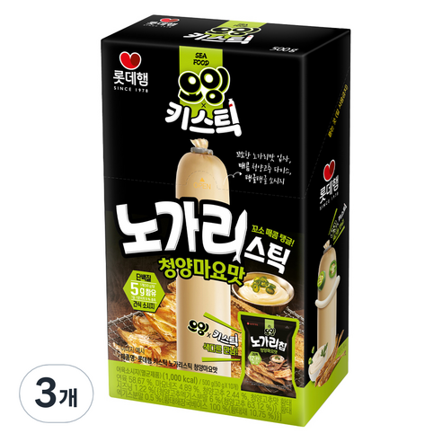롯데햄 키스틱 노가리스틱 청양마요맛 10p, 500g, 3개