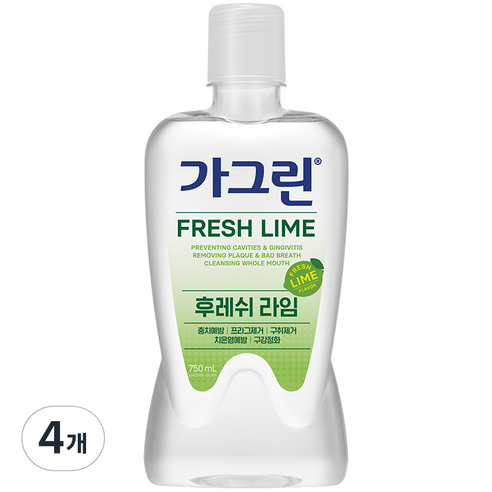 가그린 후레쉬 라임 구강청결제, 750ml, 4개