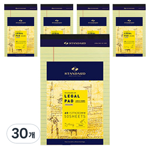 스탠다드 리갈패드 A5 50매, yellow, 1개입, 30개