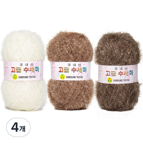 yarna 고급 수세미 뜨개실 80g x 3종 + 도안 3종 세트, X4 모카라떼, 4개