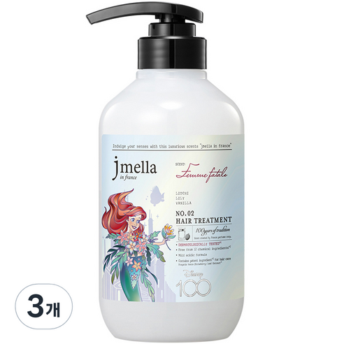 제이멜라 디즈니100 에디션 팜므파탈 헤어 트리트먼트 화이트 릴리향, 500ml, 3개