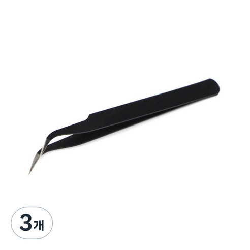 고급 속눈썹 핀셋, 3개, 블랙