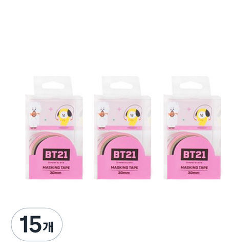 라인프렌즈 BT21 마스킹테이프 30mm, 핑크, 15개