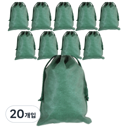 봄91 끈조리개 부직포백 20 x 28 cm, 그린, 20개입