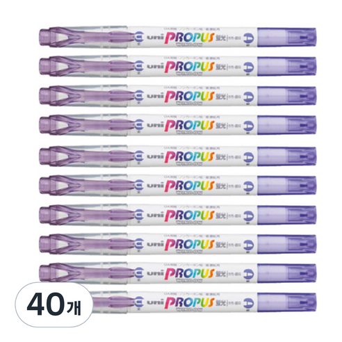 미쯔비시 유니 프로퍼스 소프트라인 PUS-102T 형광펜, 라벤더, 40개