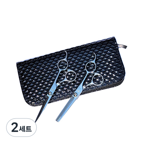 SWYK 컷팅가위 + 숱가위 + 케이스 세트, 2세트, 단일색상(가위), 블랙(케이스)
