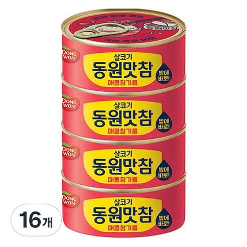 동원 살코기 맛참 매콤참기름, 90g, 16개