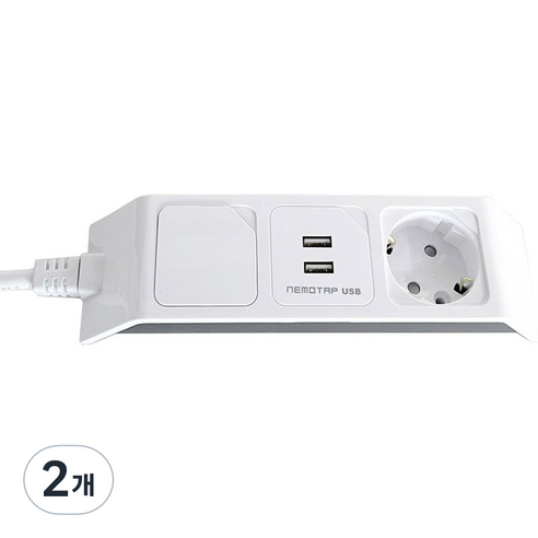 네모탭 USB 일반 2구 일반충전 A타입 멀티탭, 1.5m, 2개